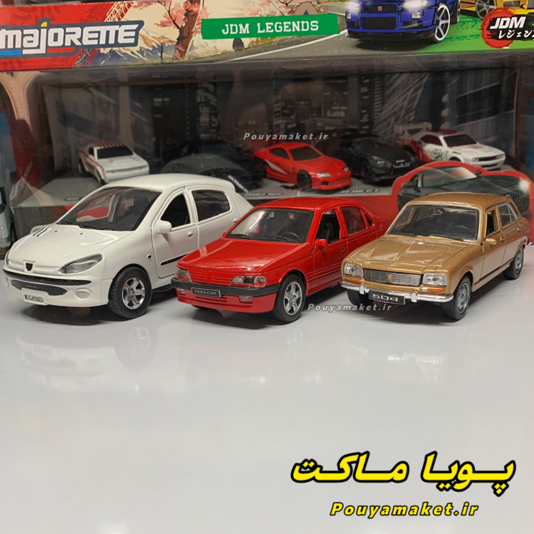 ماکت ماشین فلزی پژو 504 طلایی ویلی + پژو 405 + پژو 206