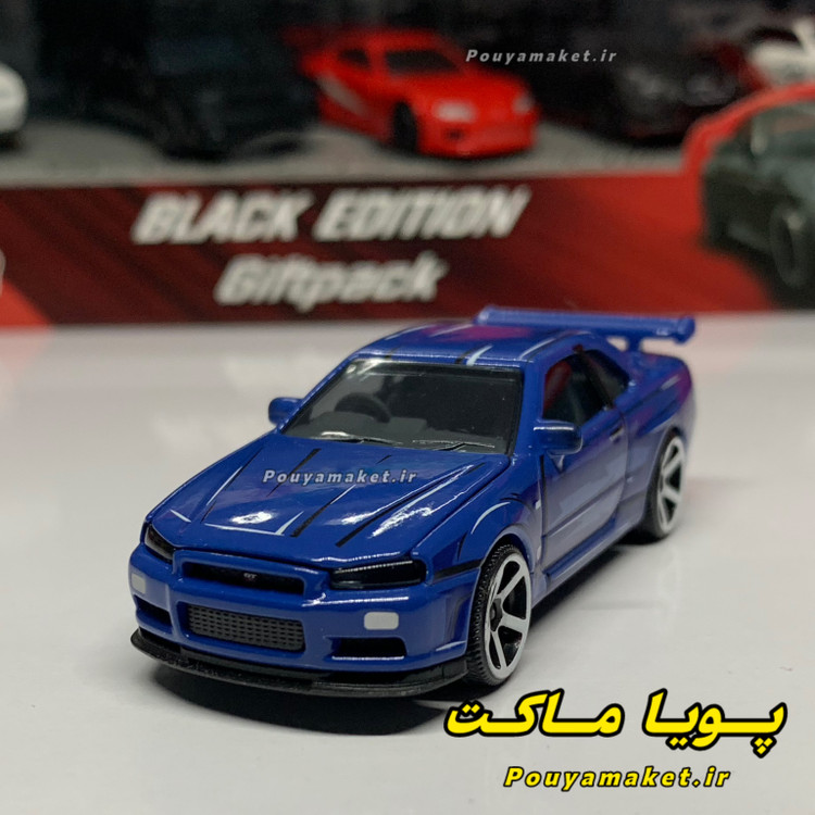 ماکت ماشین فلزی نیسان اسکایلاین Nissan Skyline GT-R R34 ماژورت + 2 عدد هات ویلز
