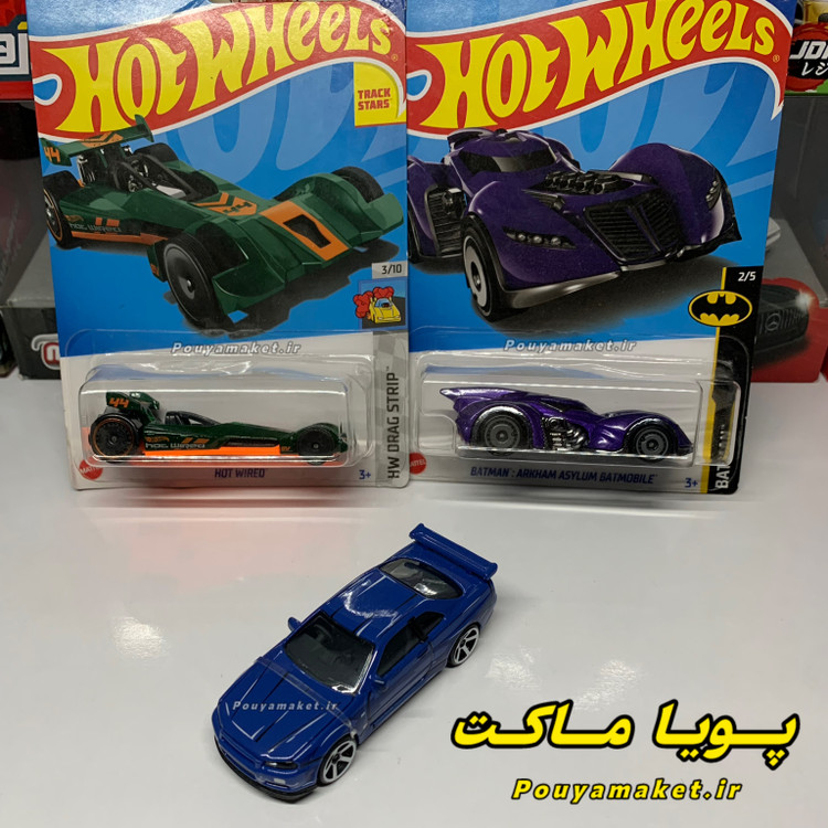 ماکت ماشین فلزی نیسان اسکایلاین Nissan Skyline GT-R R34 ماژورت + 2 عدد هات ویلز