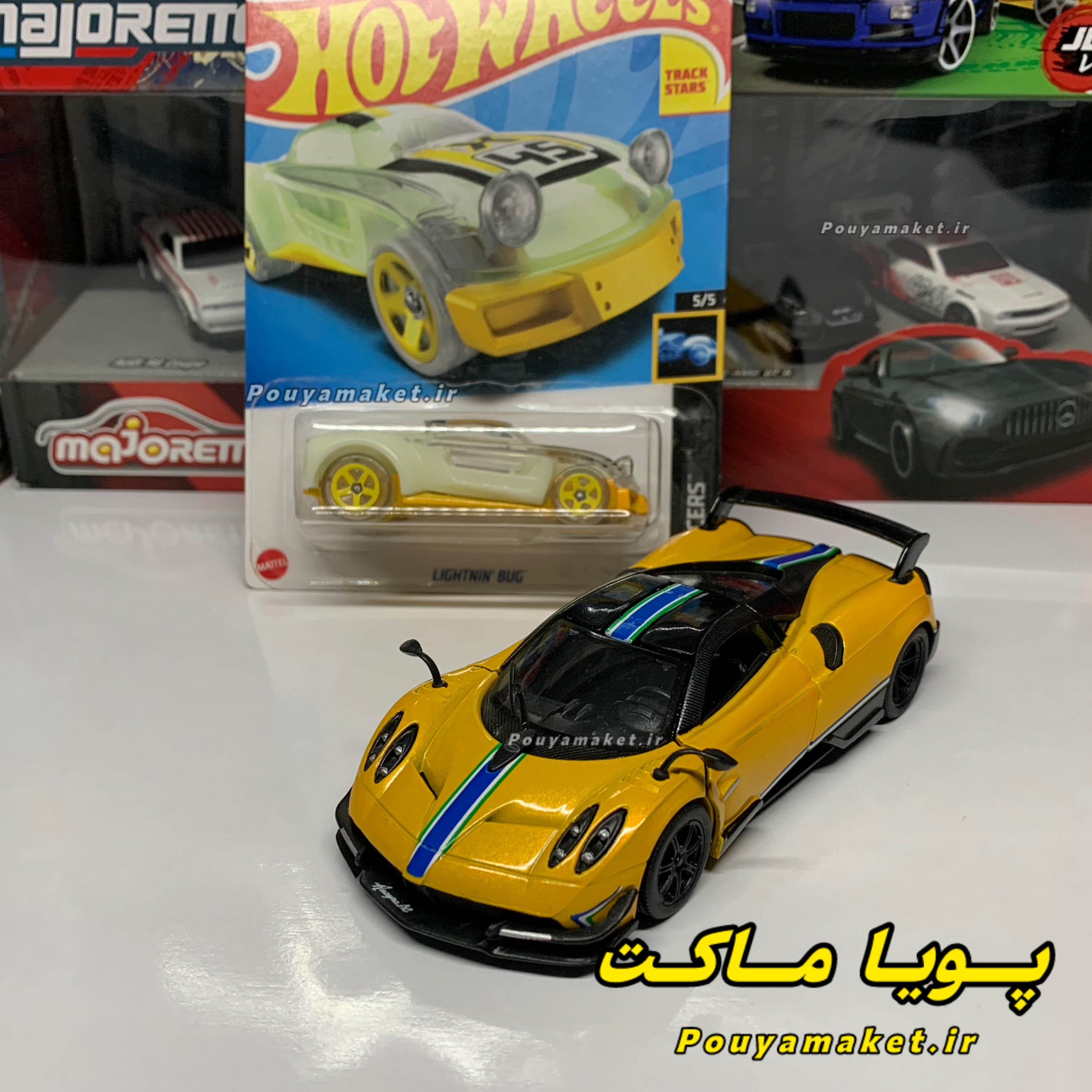 ماکت ماشین فلزی پاگانی هوایرا کینسمارت + هات ویلز شب رنگ