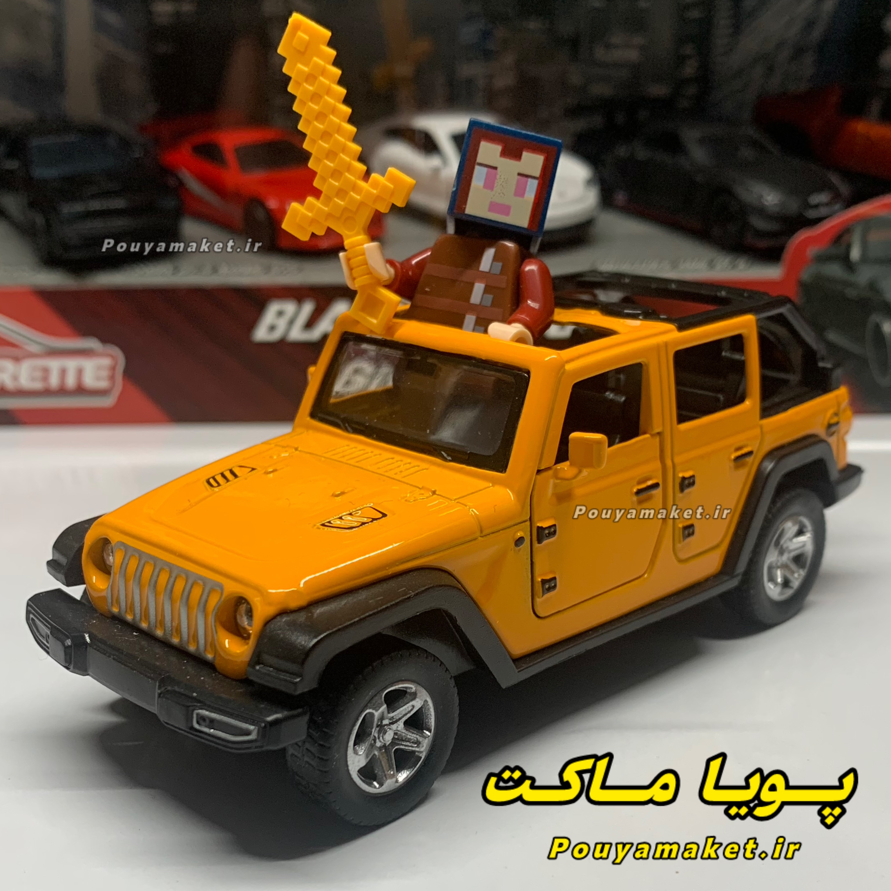 ماکت ماشین فلزی جیپ رانگلر + مینی فیگور ماینکرافت