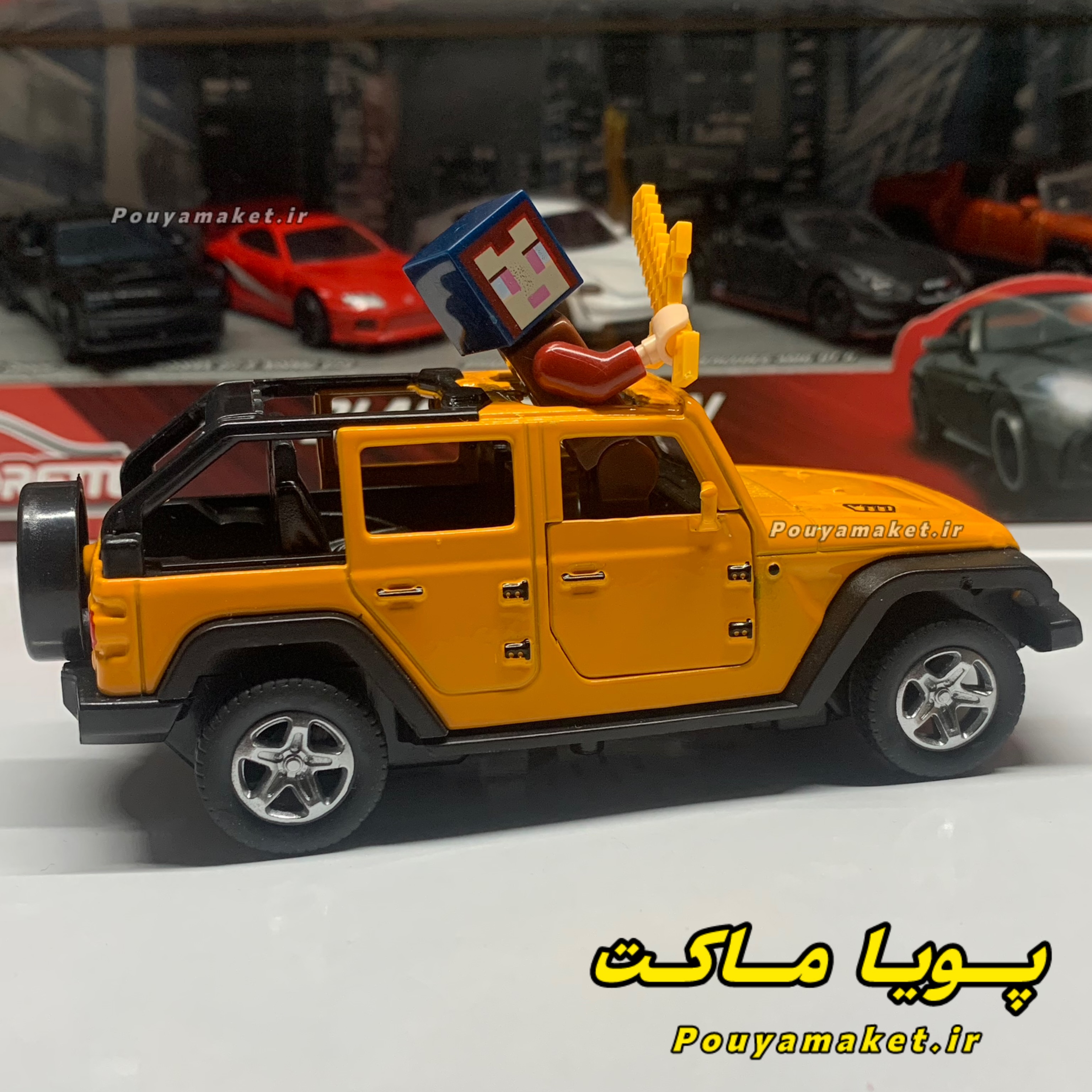 ماکت ماشین فلزی جیپ رانگلر + مینی فیگور ماینکرافت