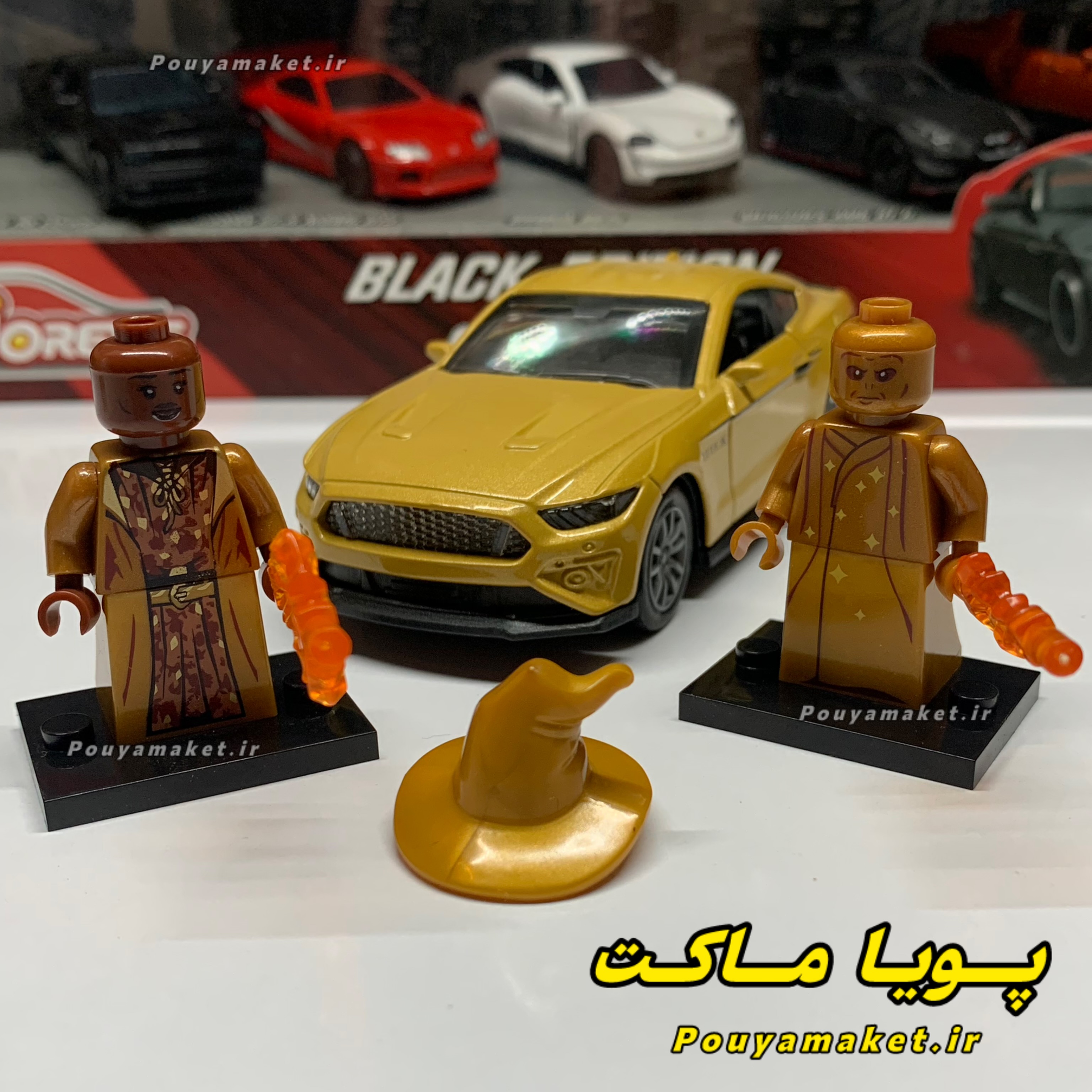 ماکت ماشین فلزی فورد موستانگ + مینی فیگور اسنیپ و ولدمرت در هری پاتر