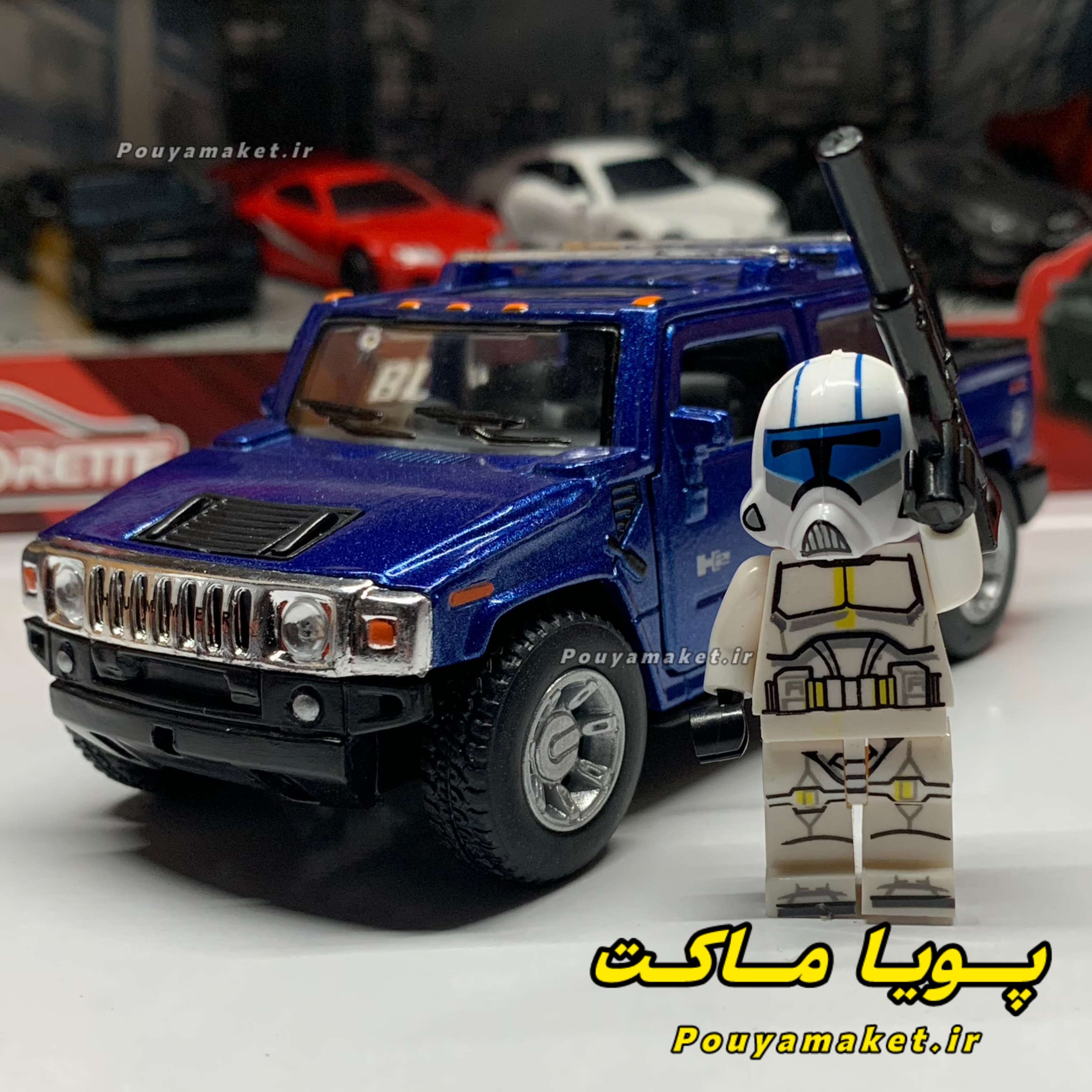 ماکت ماشین فلزی هامرH2 کینسمارت + مینی فیگور سرباز جنگ ستارگان STAR WARS
