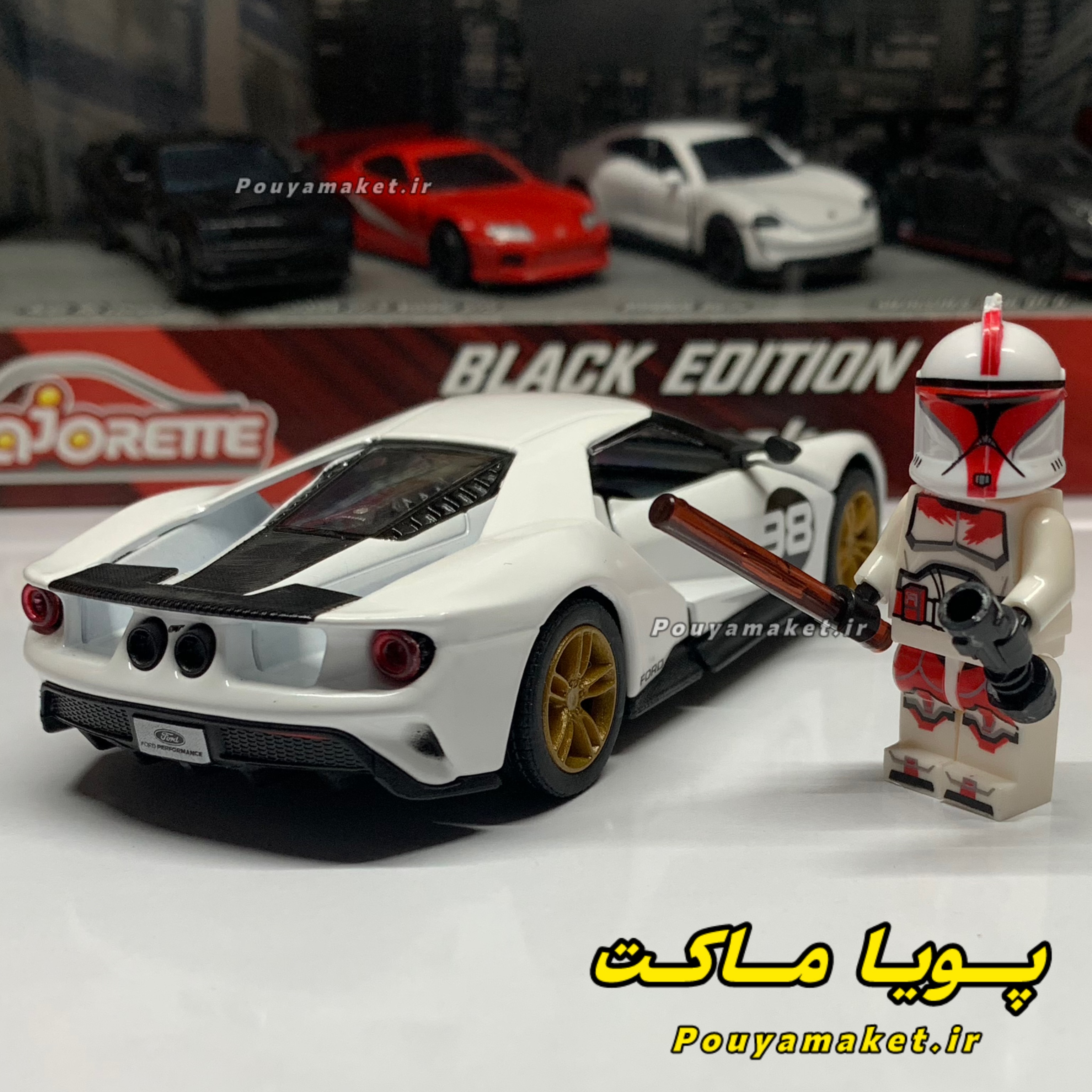 ماکت ماشین فلزی فورد جی تی 2017 کینسمارت + مینی فیگور سرباز جنگ ستارگان STAR WARS